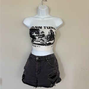 SHEIN Black & White Butterfly Graphic Tube Top Size M